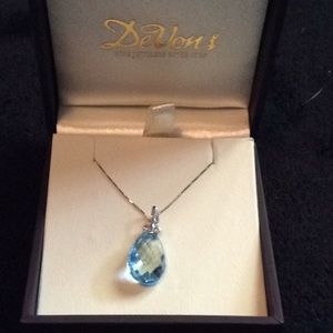 Topaz tear drop pendant necklace